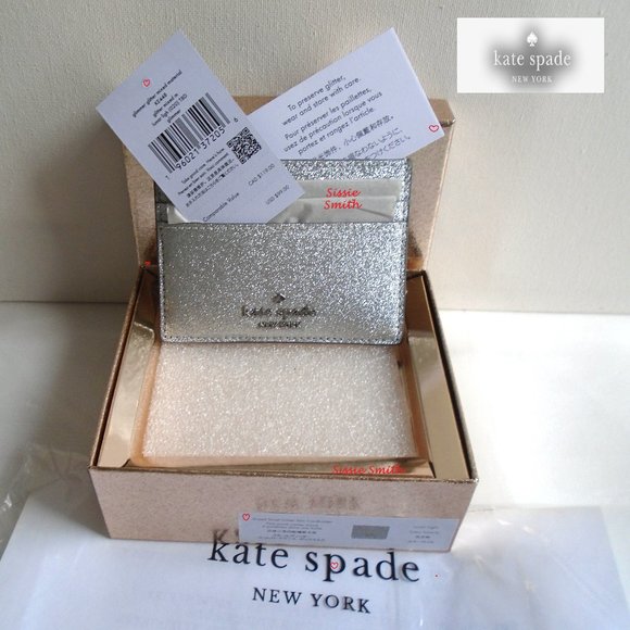 ♠️ Kate Spade ♠️ Gift Boxed Small Lunar Light Glimmer Card Case - Picture 1 of 9
